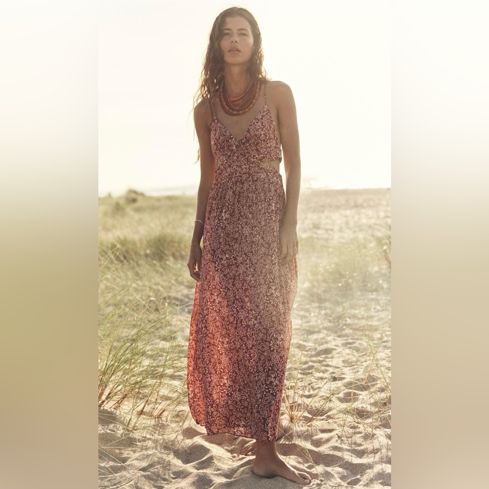 ZARA CUT OUT PRINTED MIDI DRESS SIZE M